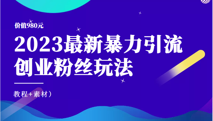 价值980元的2023最新暴力引流创业粉丝玩法（教程+素材）-颜夕资源网-第10张图片