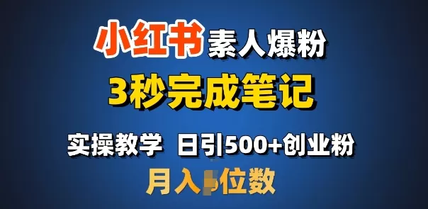 小红书素人爆粉，3秒完成笔记，日引500+月入过W-颜夕资源网-第12张图片