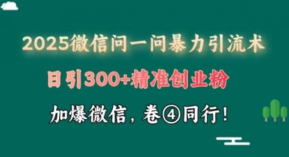 2025最新微信问一问暴力行为引流术揭密，日引300 自主创业粉，单日转现四位数-颜夕资源网-第12张图片