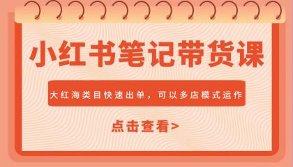 小红书笔记带货课，大红海类目快速出单，市场大，可以多店模式运作